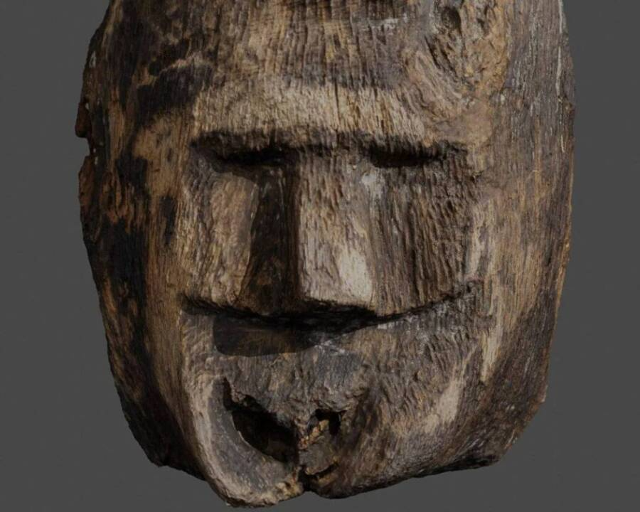 Divers have stumbled upon a 1,000 year old face at the bottom of a lake