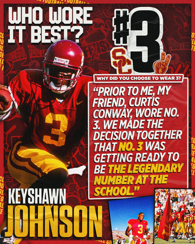 No. 1: Anthony Carter, WR, Michigan, No. 2: Charles Woodson, CB, Michigan, No. 3: Keyshawn Johnson, WR, USC, No. 4. Deshaun Watson, QB, Clemson, No. 5: Reggie Bush, RB, USC, No. 6: Baker Mayfield, QB, Oklahoma, No. 7: Danny Wuerffel, QB, Florida, No. 8: Davey O’Brien, QB, TCU, No. 9: Joe Burrow, QB, LSU, No. 10: Vince Young, QB, Texas, No. 11: Matt Leinart, QB, USC, No. 12: Travis Hunter, CB/WR, Colorado, No. 13: Dan Marino, QB, Pitt, No. 14: Ty Detmer, QB, BYU, No. 15: Tim Tebow, QB, Florida, No. 16: Peyton Manning, QB, Tennessee, No. 17: Charlie Ward, QB, Florida State, No. 18: Archie Manning, QB, Ole Miss, No. 19: Eric Dickerson, RB, SMU, No. 20: Earl Campbell, RB, Texas, No. 21: Barry Sanders, RB, Oklahoma State, No. 22: Mark Ingram, RB, Alabama, No. 23: Leroy Keyes, CB/RB, Purdue, No. 24: Nile Kinnick, HB, Iowa, No. 25: Fred Biletnikoff, WR, Florida State
