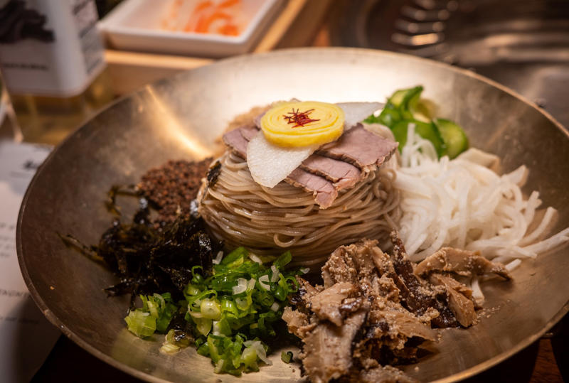 Lamprais from Baja Subs in Northridge, Goldong naengmyeon from Seogwan by Yellow Cow BBQ in Koreatown, Caprese melt from Milestone Tavern in San Luis Obispo, So Mush Love from Wallflour Pizza in Eagle Rock