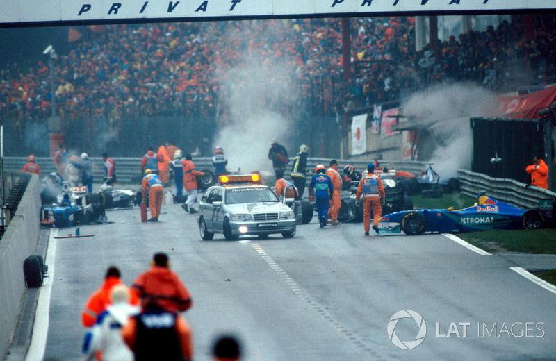 1992 - Schumacher's slick gamble yields maiden win, 1998 - Jordan's big day after mass pile-up, 2008 - Hamilton loses win after epic Raikkonen scrap, 2019 - Leclerc's emotional maiden win, 2021 - Verstappen wins shortest ever "race"