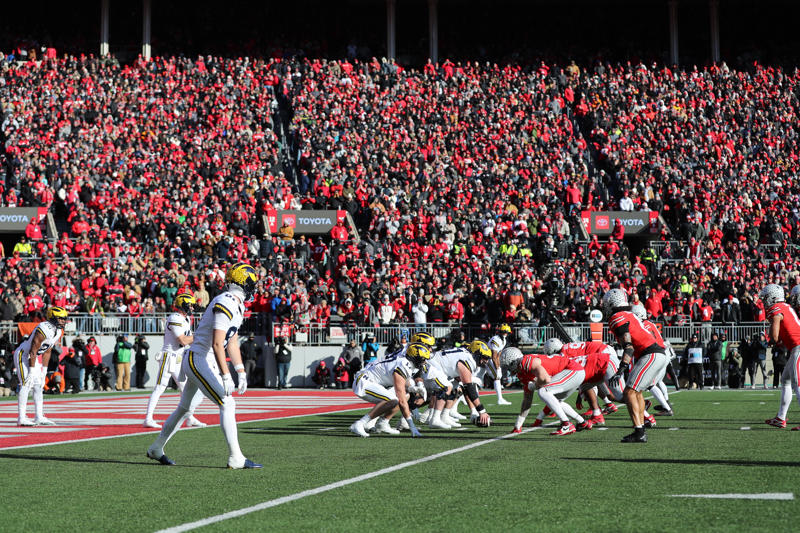 10. Ole Miss vs. Mississippi State, 9. Texas vs. Texas A&amp;M, 8. BYU vs. Utah, 7. Florida vs. Georgia, 6. Miami vs. Florida State, 5. Notre Dame vs. USC, 4. Army vs. Navy, 3. Oklahoma vs. Texas, 2. Alabama vs. Auburn, 1. Michigan vs. Ohio State
