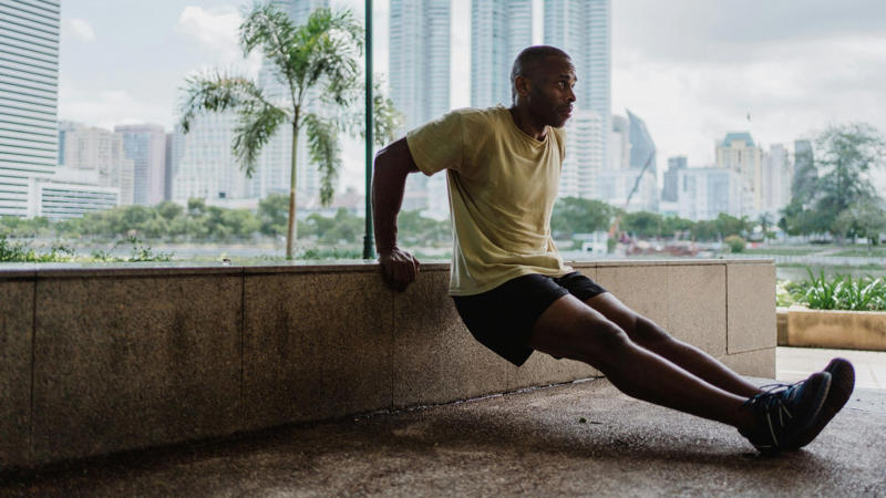 7. Triceps Dips 1. Push-Ups, 2. Squats, 3. Planks, 4. Lunges, 5. Glute Bridges, 6. Wall Sits, 7. Triceps Dips, 8. Mountain Climbers, 9. Burpees, 10. High Knees, 11. Superman Hold, 12. Hollow Body Hold, 13. Wall Angels, 14. Bear Crawls, 15. Step-Ups, 16. Crab Walks, 17. Wall Walks, 18. Skater Hops, 19. Donkey Kicks, 20. Inchworms