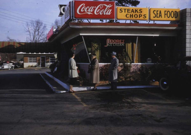 8. A diner somewhere in America, 1958 1. Fans watching the new 1958 Los Angeles Dodgers, 2. A 1958 Chevrolet Imapala, 3. A solid Saturday afternoon matinee by the looks of it, circa 1958, 4. A couple young ladies waiting around in the benches, dressed their best, 1958, 5. Someone's family on a road trip, Kodachrome, 1958, 6. Scotch & Pretzels, 1958, 7. A proud owner of a new 1958 Oldsmobile, 8. A diner somewhere in America, 1958, 9. The Miami International Airport, 1958, 10. The front seat of a 1958 Buick, 11. Party at grandma's house, 1958, 12. Sellers of bread, Athens, Greece, 1958, 13. 1958, Oswego, New York, 14. A wonderful snapshot of the San Francisco street scene, 1958, 15. Pele, Sweden, 1958, 16. Canal Street, New Orleans, Louisiana, 1958, 17. Knott's Berry Farm, late 1950s, 18. A quick stop for breakfast for a long ole drive around, late 1950s, 19. Niagara Falls, 1958, 20. Dearborn, Michigan, Fire Department, 21. Kids playing ball in the street, 1958, 22. Christmastime in downtown Marion, Indiana, 1958, 23. A rainy day in Downtown, Indianapolis, Indiana, 24. Rochester, New York, 1958, 25. The Brussels International Airport, 1958, 26. People at the popular holiday resort of Capri, Italy, 1958, 27. A frosty day in February, 1958, 28. Listening to music in art class back in 1957, 29. Open-air schools in Netherlands in 1957, 30. Bill showing off his model aircraft collection in the late 1950s, 31. A high school football game in 1957, 32. Hanging out with a new car in a new subdivision, late 1950s, 33. A couple kids dreaming after grabbing a couple new toys in the late 1950s, 34. Getting dropped for naval flight training in 1957