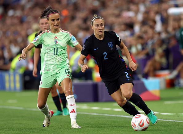 ENGLAND STARTING XI, Hannah Hampton - 8 , Lucy Bronze - 7 , Leah Williamson - 6 , Esme Morgan - 7 , Alex Greenwood - 5 , Keira Walsh - 8 , Georgia Stanway - 5 , Ella Toone - 6 , Lauren James - 6 , Alessia Russo - 5 , Lauren Hemp - 7 , SUBSTITUTES, Beth Mead - 6 , Chloe Kelly - 8 , Michelle Agyemang - 9 , Aggie Beever-Jones - 7 , Grace Clinton & Jess Carter - 6