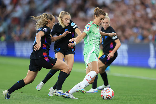 ENGLAND STARTING XI, Hannah Hampton - 8 , Lucy Bronze - 7 , Leah Williamson - 6 , Esme Morgan - 7 , Alex Greenwood - 5 , Keira Walsh - 8 , Georgia Stanway - 5 , Ella Toone - 6 , Lauren James - 6 , Alessia Russo - 5 , Lauren Hemp - 7 , SUBSTITUTES, Beth Mead - 6 , Chloe Kelly - 8 , Michelle Agyemang - 9 , Aggie Beever-Jones - 7 , Grace Clinton & Jess Carter - 6