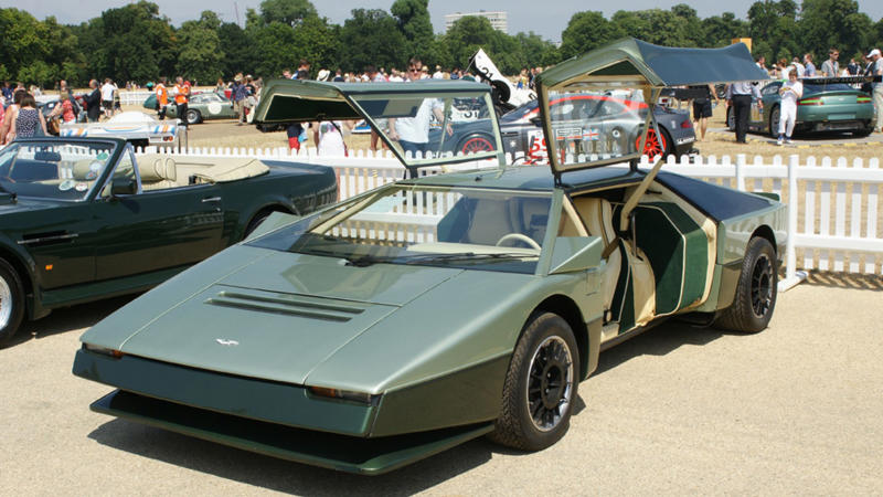 5. Aston Martin Bulldog 1. Ford GT90, 2. Dodge Copperhead, 3. Ferrari Mythos, 4. Audi Avus Quattro, 5. Aston Martin Bulldog, 6. Mercedes-Benz C112, 7. BMW Nazca C2, 8. Cadillac Sixteen, 9. Yamaha OX99-11, 10. Ferrari 512S Modulo, 11. Buick Avista, 12. Chrysler ME Four-Twelve, 13. Mitsubishi Concept-RA, 14. Lamborghini Estoque, 15. Hyundai N Vision 74, 16. Dome Zero, 17. Chrysler Atlantic, 18. Audi Quattro, 19. BMW GINA, 20. Saab Aero-X