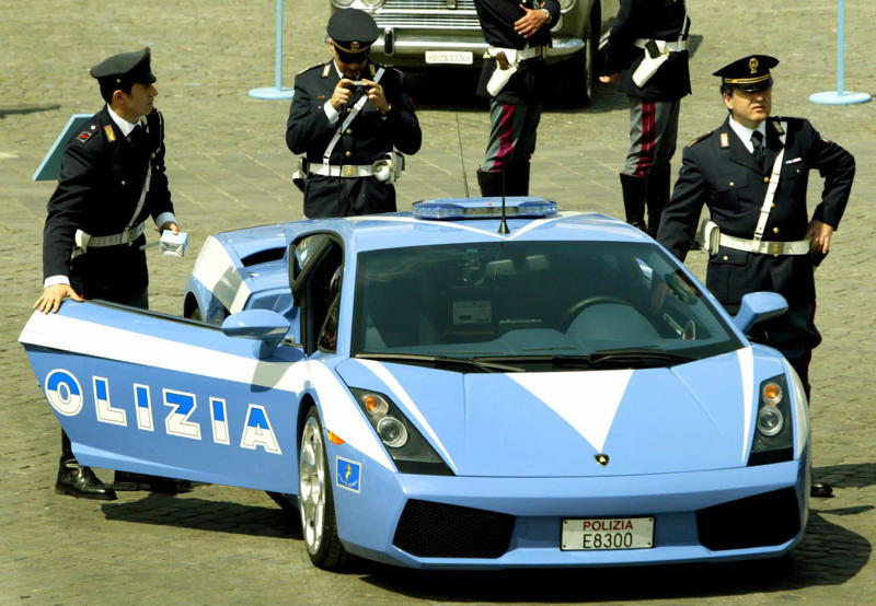 Lamborghini Gallardo - Italy Lamborghini Gallardo - Italy, Lotus Evora - United Kingdom, Ford Police Interceptor - United States, Spyker C8 - Netherlands, Dodge Charger Pursuit - United States, Lotus Exige Cruiser - UK and Australia, Lamborghini Aventador - Dubai, Lamborghini Huracan - Italy, Bugatti Veyron - Dubai, Bentley Continental GT - Dubai, Ferrari 458 - Italy, Ford Mustang - Italy, Mitsubishi Lancer - Indonesia, Ferrari LaFerrari - Dubai, Porsche 911 Carrera - Austria
