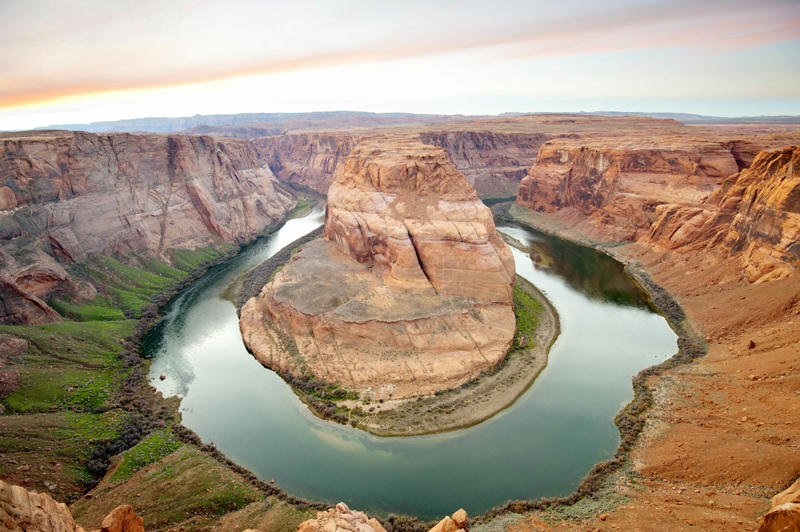 1. Ride the train to the South Rim via Grand Canyon Railway, 2. Absorb the canyon’s majesty from several viewpoints, 3. Admire landscape-inspired art at Kolb Studio, 4. Take a hike along Bright Angel Trail or South Kaibab Trail, 5. Check into Phantom Ranch or another woodsy in-park lodge, 6. Kayak curvy Horseshoe Bend, 7. Go white-water rafting on the Colorado River, 8. Take in layered vistas with a bike ride along the South Rim Trail, 9. Don’t forget a North Rim excursion, 10. Explore the East Entrance and Desert View Watchtower, 11. Admire the view from Roosevelt Point, 12. Embark on a mule trip to the bottom of the canyon, 13. Visit the Trail of Time for a geologic journey, 14. Tour the East Cabin at Pipe Spring National Monument, 15. Marvel at the night sky, 16. Step back in time at Bright Angel Lodge, 17. Walk the edge of the Skywalk, 18. Soar high on a scenic helicopter tour