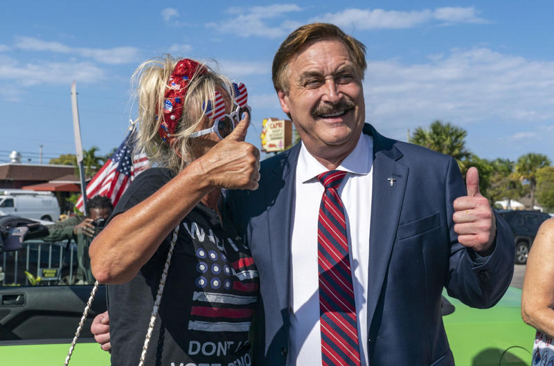 Mike Lindell greets Trump supporters in Palm Beach Mike Lindell at CPAC 2024 in National Harbor, Mike Lindell at CPAC 2023 conference, Mike Lindell speaks at Trump rally in Mesa, Mike Lindell poses with fan at Trump rally, Denise Hunt prays for Mike Lindell at rally, Mike Lindell at Trump’s gala in Palm Beach, Linda Rantz and Andy Palecek discuss election security, Mike Lindell greets Trump supporters in Palm Beach