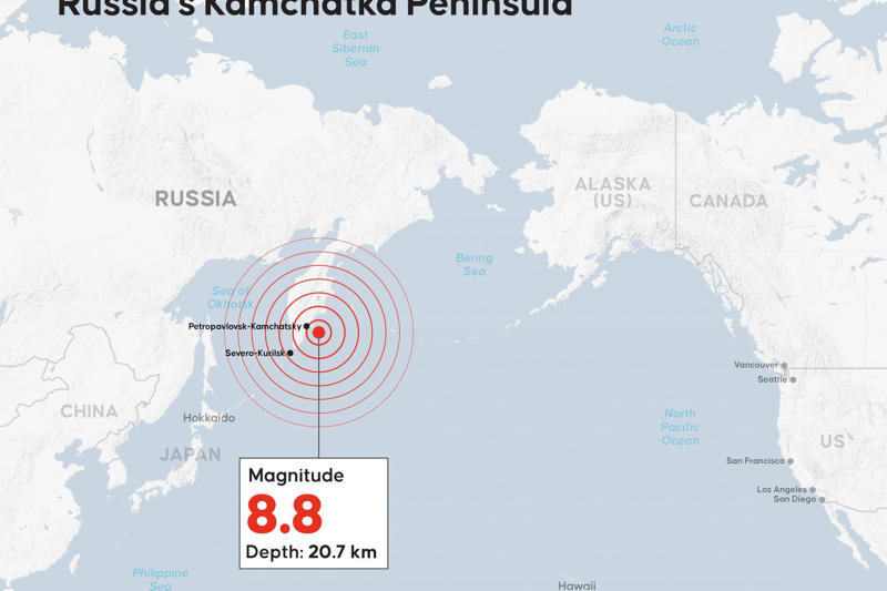巨大地震で津波が発生, マグニチュード8.8, サハリン州に津波が到達, ロシア政府は非常事態宣言を発令, 日本各地でも太平洋沿岸地域に津波警報が出される, 高い津波の可能性も, 交通機関への影響, 順次、津波警報を解除, 米国やカナダにも津波が到達, ハワイでは高さ1メートル50センチの津波を観測, 「大きな影響はなし」, 安全宣言を待ちわびる市民, 引き続き警戒を呼びかけ, 史上6番目に大きな地震