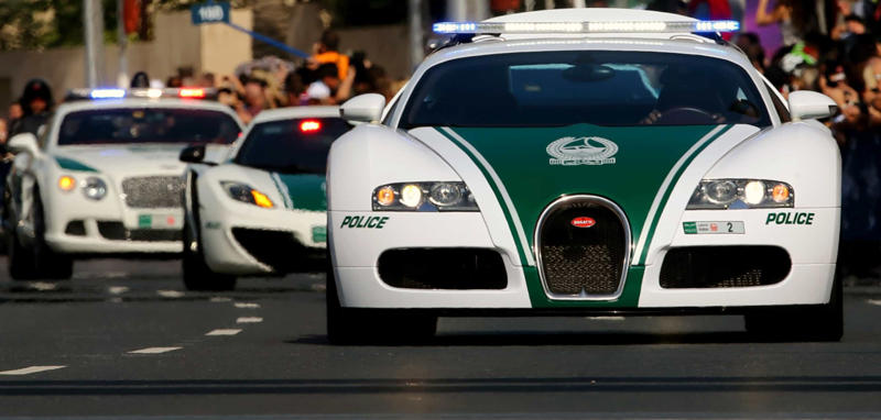 Bugatti Veyron - Dubai Lamborghini Gallardo - Italy, Lotus Evora - United Kingdom, Ford Police Interceptor - United States, Spyker C8 - Netherlands, Dodge Charger Pursuit - United States, Lotus Exige Cruiser - UK and Australia, Lamborghini Aventador - Dubai, Lamborghini Huracan - Italy, Bugatti Veyron - Dubai, Bentley Continental GT - Dubai, Ferrari 458 - Italy, Ford Mustang - Italy, Mitsubishi Lancer - Indonesia, Ferrari LaFerrari - Dubai, Porsche 911 Carrera - Austria