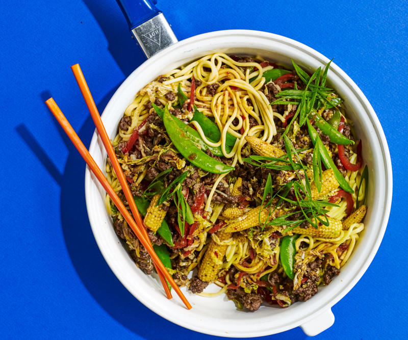 Easy beef stroganoff , One pan layered burrito bake , Greek meatballs with fetta, oregano and risoni , Chilli con carne , Two ways with Parmigiana-style mince , Julie Goodwin’s pastitsio , How to make a classic beef chow mein at home , Curried mince with cabbage and rice , Beef rissoles and mash , Classic meatloaf , Savoury beef mince slice , Potato and mince bake , Beef and pea hand pies , Eggplant bolognese bake , Beef and ricotta lasagne , Savoury mince pie , Indian rice pilaf with spiced beef , Beef, mushroom and udon stir-fry , Beef mince nachos , Beef larb , Chilli garlic mince with snake beans , Spicy beef pilaf , Sweet and sour beef mince with vegetables , Beef and mushroom pies , Beef in black bean sauce with rice noodles , How to make our one pot beef stroganoff (video)