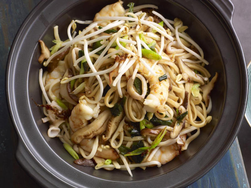 Pork and eggplant noodle stir-fry , Pork larb with rice noodles , Pork stir-fry with noodles , Sweet and sour pork with rice noodle salad , 5 ingredient dan dan noodles , Julie Goodwin’s char siu pork noodle stir-fry , Pork noodle stir fry for one , How to make a classic beef chow mein at home , Char kway teow , Chicken and ginger noodle soup , Braised honey and soy pork fillet steaks , Tuna and soba noodle salad , Pumpkin and eggplant with chilli and Thai basil , Air fryer vegetable spring rolls , Slow cooker chicken pho (Pho Ga) , Sweet and soy pork , Miso beef short rib & pumpkin hotpot , Pork with rice noodles , Gai lan and mushroom five-spice stir-fry , Hokkien mee with beef , Teriyaki chicken udon noodles with choy sum , Soba noodle salad with fried prawns , Prawn and fish balls with ginger broth and noodles , Miso broth with tamari pumpkin and noodles , Pork and tofu rice noodles , Noodle salad with ginger-rubbed beef , One−pot poached chicken with soba noodles , Miso udon soup , Asian-style omelettes with glass noodles