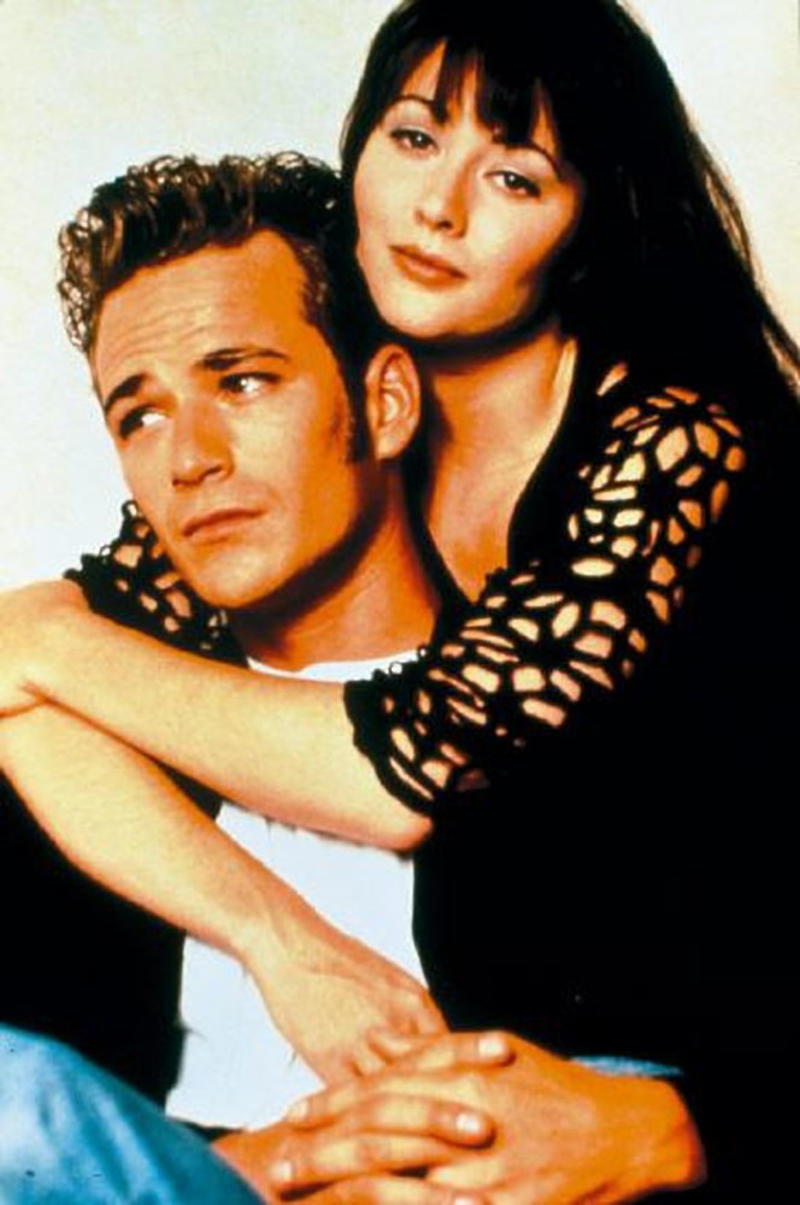 Shannen Doherty Luke Perry, Shannen Doherty, Jason Priestley, Jennie Garth, Ian Ziering, Tori Spelling (top left), Tori Spelling, Gabrielle Carteris, Brian Austin Green, Tiffani Thiessen, The reboot