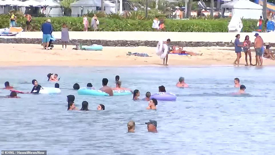 Swimmers ignore tsunami warning on Hawaii's Waikiki Beach