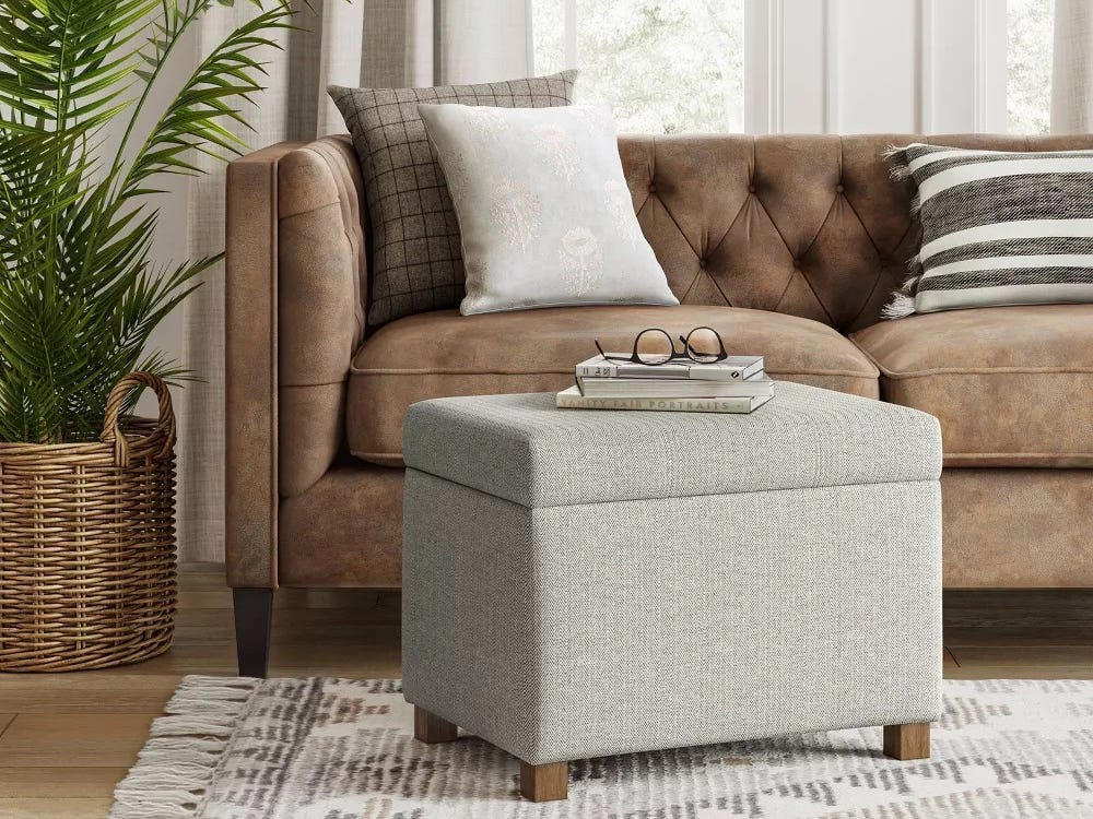 Storage ottomans Best for high-traffic areas: rolling carts, Best for living rooms: storage ottomans, Best for hanging organization: Command hooks and strips, Best for hard-to-reach areas: Lazy Susans and turntables, Best for maximizing vertical space: wardrobes and extra shelving