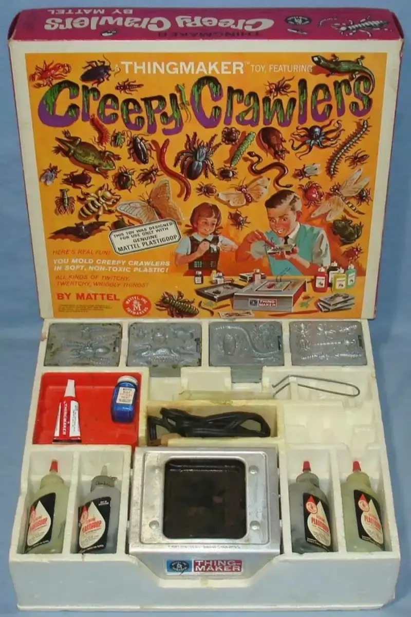 1. Lawn Darts (Jarts), 2. Creepy Crawlers ThingMaker Oven, 3. Clackers, 4. Easy-Bake Oven ('80s version), 5. Battlestar Galactica Missile-Firing Toys, 6. Slap Bracelets, 7. Kenner's Alien Action Figure, 8. Sky Dancers, 9. Pogo Balls, 10. Micro Machines, 11. Monster Science Lab Kits, 12. Stretch Armstrong, 13. Fisher-Price Power Wheels (early models), 14. Shrinky Dinks (original version), 15. Madballs, 16. Polly Pocket (early sets), 17. Play-Doh Mop Top Hair Shop, 18. Realistic Cap Guns, 19. Moon Shoes, 20. The Suckerman Toy, 21. Talkboy Recorder, 22. Super Elastic Bubble Plastic, 23. Ghostbusters Proton Pack, 24. Nerf Fencing Set, 25. Etch A Sketch Animator, 26. Big Wheel Tricycles (no brakes), 27. Wham-O Air Blaster, 28. Baby All Gone, 29. BMX Bikes with Pegs