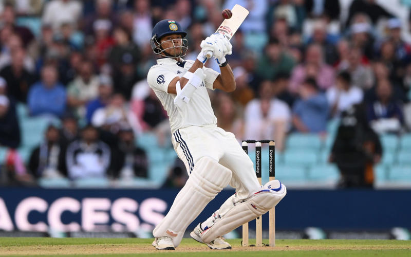 07:59 PM BST, Boycott’s verdict, 07:25 PM BST, Michael Vaughan on BBC Test Match Special, 07:21 PM BST, A tale of three horror drops, 07:17 PM BST, Stumps on day two, 07:15 PM BST, OVER 18: IND 75/2 (Jaiswal 51 Deep 4), 07:10 PM BST, 07:08 PM BST, OVER 17: IND 70/1 (Jaiswal 51 Sudharsan 11), 07:05 PM BST, OVER 16: IND 64/1 (Jaiswal 45 Sudharsan 11), 07:00 PM BST, OVER 15: IND 64/1 (Jaiswal 45 Sudharsan 11), 06:56 PM BST, OVER 14: IND 56/1 (Jaiswal 41 Sudharsan 7), 06:51 PM BST, OVER 13: IND 55/1 (Jaiswal 40 Sudharsan 7), 06:47 PM BST, OVER 12: IND 55/1 (Jaiswal 40 Sudharsan 7), 06:41 PM BST, OVER 11: IND 47/1 (Jaiswal 39 Sudharsan 0), 06:37 PM BST, OVER 10: IND 46/1 (Jaiswal 38 Sudharsan 0), 06:34 PM BST, 06:30 PM BST, OVER 9: IND 41/0 (Jaiswal 33 Rahul 7), 06:25 PM BST, OVER 8: IND 34/0 (Jaiswal 26 Rahul 7), 06:20 PM BST, OVER 7: IND 29/0 (Jaiswal 25 Rahul 3), 06:15 PM BST, OVER 6: IND 28/0 (Jaiswal 24 Rahul 3), 06:11 PM BST, OVER 5: IND 26/0 (Jaiswal 24 Rahul 1), 06:07 PM BST, OVER 4: IND 17/0 (Jaiswal 16 Rahul 0), 06:02 PM BST, OVER 3: IND 12/0 (Jaiswal 12 Rahul 0), 05:58 PM BST, OVER 2: IND 0/0 (Jaiswal 0 Rahul 0), 05:53 PM BST, OVER 1: IND 0/0 (Jaiswal 0 Rahul 0), 05:48 PM BST, India’s second innings, 05:45 PM BST, England bowlers back on their feet, 05:39 PM BST, England bowled out for 247, 05:38 PM BST, OVER 51: ENG 247/8 (Tongue 0 Brook 53), 05:33 PM BST, OVER 50: ENG 246/8 (Tongue 0 Brook 52), 05:28 PM BST, OVER 49: ENG 243/8 (Tongue 0 Brook 49), 05:24 PM BST, Nearly ready for action, 05:16 PM BST, Restart time, 05:16 PM BST, Restart coming soon?, 05:07 PM BST, 05:03 PM BST, Good news!, 04:59 PM BST, Weather update, 04:56 PM BST, Michael Vaughan on BBC Test Match Special, 04:53 PM BST, Nasser Hussain on Sky Sports, 04:52 PM BST, What an image!, 04:41 PM BST, Rain stops play, 04:41 PM BST, OVER 48: ENG 242/8 (Tongue 0 Brook 48), 04:36 PM BST, OVER 47: ENG 235/8 (Tongue 0 Brook 41), 04:34 PM BST, 04:30 PM BST, OVER 46: ENG 230/7 (Atkinson 7 Brook 40), 04:26 PM BST, OVER 45: ENG 224/7 (Atkinson 2 Brook 39), 04:22 PM BST, OVER 44: ENG 220/7 (Atkinson 1 Brook 36), 04:17 PM BST, OVER 43: ENG 215/7 (Atkinson 0 Brook 33), 04:16 PM BST, Evening session, 04:12 PM BST, Tea verdict, 04:11 PM BST, Day for Thorpey, 04:07 PM BST, Inside Duckett’s extraordinary skirmish with Deep, 03:58 PM BST, Momentum shifting, 03:56 PM BST, 03:55 PM BST, 03:49 PM BST, 03:48 PM BST, OVER 42: ENG 215/5 (Smith 8 Brook 33), 03:46 PM BST, OVER 41: ENG 210/5 (Smith 7 Brook 29), 03:41 PM BST, OVER 40: ENG 207/5 (Smith 6 Brook 27), 03:38 PM BST, OVER 39: ENG 201/5 (Smith 5 Brook 22), 03:33 PM BST, OVER 38: ENG 200/5 (Smith 5 Brook 21), 03:29 PM BST, OVER 37: ENG 196/5 (Smith 1 Brook 21), 03:26 PM BST, 03:23 PM BST, OVER 36: ENG 190/4 (Bethell 2 Brook 21), 03:18 PM BST, OVER 35: ENG 186/4 (Bethell 1 Brook 18), 03:12 PM BST, OVER 34: ENG 176/4 (Bethell 0 Brook 9), 03:06 PM BST, 03:01 PM BST, OVER 32: ENG 167/3 (Root 21 Brook 8), 02:56 PM BST, OVER 31: ENG 165/3 (Root 20 Brook 7), 02:48 PM BST, OVER 30: ENG 161/3 (Root 16 Brook 7), 02:44 PM BST, OVER 29: ENG 154/3 (Root 14 Brook 6), 02:39 PM BST, OVER 28: ENG 152/3 (Root 14 Brook 4), 02:33 PM BST, OVER 27: ENG 148/3 (Root 10 Brook 4), 02:29 PM BST, OVER 26: ENG 147/3 (Root 9 Brook 4), 02:25 PM BST, OVER 25: ENG 146/3 (Root 8 Brook 4), 02:21 PM BST, 02:17 PM BST, OVER 24: ENG 142/2 (Root 8 Pope 22), 02:13 PM BST, OVER 23: ENG 138/2 (Root 4 Pope 22), 02:09 PM BST, OVER 22: ENG 134/2 (Root 4 Pope 18), 02:03 PM BST, 02:02 PM BST, OVER 21: ENG 129/1 (Crawley 64 Pope 18), 01:57 PM BST, OVER 20: ENG 126/1 (Crawley 63 Pope 17), 01:53 PM BST, OVER 19: ENG 124/1 (Crawley 62 Pope 16), 01:49 PM BST, OVER 18: ENG 115/1 (Crawley 54 Pope 16), 01:45 PM BST, OVER 17: ENG 110/1 (Crawley 53 Pope 12), 01:40 PM BST, Afternoon session, 01:35 PM BST, Lunchtime verdict, 01:29 PM BST, Friendly or too far?, 01:23 PM BST, A day that is about more than just cricket, 01:17 PM BST, Ravi Shastri on Sky Sports, 01:14 PM BST, Ricky Ponting on Sky Sports, 01:11 PM BST, 01:03 PM BST, England in great position after near perfect session, 01:02 PM BST, OVER 16: ENG 109/1 (Crawley 52 Pope 12), 12:55 PM BST, OVER 15: ENG 105/1 (Crawley 52 Pope 8), 12:52 PM BST, OVER 14: ENG 97/1 (Crawley 47 Pope 5), 12:52 PM BST, OVER 14: ENG 97/1 (Crawley 47 Pope 5), 12:50 PM BST, OVER 13: ENG 93/1 (Crawley 47 Pope 1), 12:47 PM BST, 12:42 PM BST, OVER 12: ENG 92/0 (Crawley 47 Duckett 43), 12:37 PM BST, India may have to turn to spin - on a green top, 12:36 PM BST, OVER 11: ENG 84/0 (Crawley 46 Duckett 37), 12:31 PM BST, OVER 10: ENG 71/0 (Crawley 38 Duckett 32), 12:27 PM BST, OVER 9: ENG 64/0 (Crawley 33 Duckett 30), 12:23 PM BST, OVER 8: ENG 59/0 (Crawley 29 Duckett 29), 12:21 PM BST, India deflated by England onslaught, 12:18 PM BST, OVER 7: ENG 51/0 (Crawley 21 Duckett 29), 12:12 PM BST, OVER 6: ENG 40/0 (Crawley 16 Duckett 23), 12:08 PM BST, OVER 5: ENG 28/0 (Crawley 16 Duckett 11), 12:04 PM BST, A very Bazball answer, 12:04 PM BST, OVER 4: ENG 24/0 (Crawley 12 Duckett 11), 11:54 AM BST, OVER 3: ENG 18/0 (Crawley 12 Duckett 5), 11:48 AM BST, Atkinson shows what England have missed, 11:47 AM BST, OVER 2: ENG 9/0 (Crawley 4 Duckett 4), 11:44 AM BST, OVER 1: ENG 8/0 (Crawley 4 Duckett 3), 11:34 AM BST, Back with a bang, 11:31 AM BST, A quick kill, 11:29 AM BST, 11:27 AM BST, 11:26 AM BST, OVER 69: IND 224/8 (Deep 0, Siraj 0), 11:21 AM BST, OVER 68: IND 220/8 (Deep 0, Siraj 0), 11:19 AM BST, 11:18 AM BST, OVER 67: IND 218/7 (Washington 23, Deep 0), 11:16 AM BST, A Day for Thorpey, 11:10 AM BST, 11:09 AM BST, OVER 66: IND 213/6 (Nair 57, Washington 23), 11:06 AM BST, OVER 65: IND 213/6 (Nair 57, Washington 23), 10:58 AM BST, England’s leading wicket-taker: Joe Root, 10:56 AM BST, Woakes injury puts dampener on the match, 10:35 AM BST, Play to continue until 7pm, 10:31 AM BST, Woakes’ Ashes hopes in the balance, 10:04 AM BST, A Day for Thorpey, 09:53 AM BST, Good morning