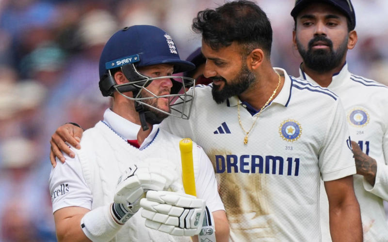Eight of the biggest flare-ups in series full of needle, Shubman Gill v Zak Crawley, Lord’s day three, Brydon Carse and Harry Brook v Akash Deep, Lord’s day four, Ben Stokes and Harry Brook v India, Old Trafford, day five, Gautam Gambhir v Lee Fortis, the Oval, two days before the Test, Mohammed Siraj v everyone, Akash Deep v Ben Duckett, the Oval, day two, Prasidh Krishna v Joe Root, the Oval, day two, Ben Duckett v Sai Sudharsan, the Oval, day two