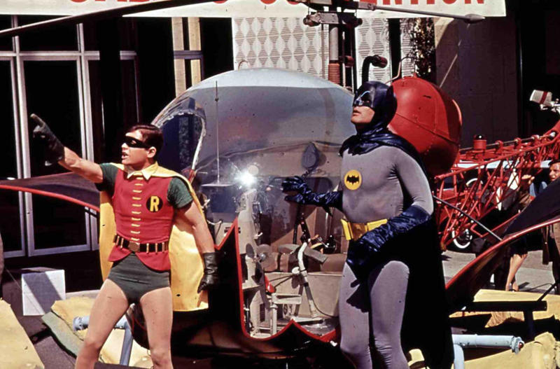 All the faces of Batman, Lewis Wilson in 'Batman' (1943), Robert Lowery in 'Batman and Robin' (1949), Adam West in 'Batman' (1966–1968) and 'Batman: The Movie' (1966), Michael Keaton in 'Batman' (1989) and 'Batman Returns' (1992), Val Kilmer in 'Batman Forever' (1995), George Clooney in 'Batman and Robin' (1997), Ben Affleck in 'Batman v Superman: Dawn of Justice' (2016), 'Justice League' (2017/2021), David Mazouz in 'Gotham' (2014–2019), Iain Glen in 'Titans' (2019–2023), Robert Pattinson in 'The Batman' (2022)