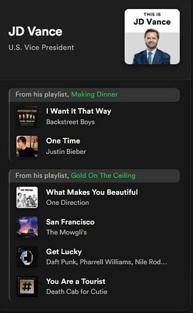 ‘Panama Playlists’ leak exposes funny list of JD Vance’s favourite boy bands