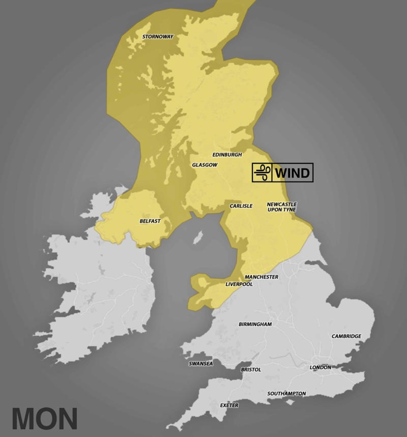Storm Floris to hit UK on Monday with heavy wind and rain forecast