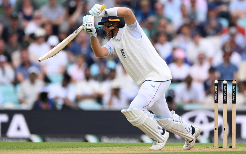 07:59 PM BST, Boycott’s verdict, 07:25 PM BST, Michael Vaughan on BBC Test Match Special, 07:21 PM BST, A tale of three horror drops, 07:17 PM BST, Stumps on day two, 07:15 PM BST, OVER 18: IND 75/2 (Jaiswal 51 Deep 4), 07:10 PM BST, 07:08 PM BST, OVER 17: IND 70/1 (Jaiswal 51 Sudharsan 11), 07:05 PM BST, OVER 16: IND 64/1 (Jaiswal 45 Sudharsan 11), 07:00 PM BST, OVER 15: IND 64/1 (Jaiswal 45 Sudharsan 11), 06:56 PM BST, OVER 14: IND 56/1 (Jaiswal 41 Sudharsan 7), 06:51 PM BST, OVER 13: IND 55/1 (Jaiswal 40 Sudharsan 7), 06:47 PM BST, OVER 12: IND 55/1 (Jaiswal 40 Sudharsan 7), 06:41 PM BST, OVER 11: IND 47/1 (Jaiswal 39 Sudharsan 0), 06:37 PM BST, OVER 10: IND 46/1 (Jaiswal 38 Sudharsan 0), 06:34 PM BST, 06:30 PM BST, OVER 9: IND 41/0 (Jaiswal 33 Rahul 7), 06:25 PM BST, OVER 8: IND 34/0 (Jaiswal 26 Rahul 7), 06:20 PM BST, OVER 7: IND 29/0 (Jaiswal 25 Rahul 3), 06:15 PM BST, OVER 6: IND 28/0 (Jaiswal 24 Rahul 3), 06:11 PM BST, OVER 5: IND 26/0 (Jaiswal 24 Rahul 1), 06:07 PM BST, OVER 4: IND 17/0 (Jaiswal 16 Rahul 0), 06:02 PM BST, OVER 3: IND 12/0 (Jaiswal 12 Rahul 0), 05:58 PM BST, OVER 2: IND 0/0 (Jaiswal 0 Rahul 0), 05:53 PM BST, OVER 1: IND 0/0 (Jaiswal 0 Rahul 0), 05:48 PM BST, India’s second innings, 05:45 PM BST, England bowlers back on their feet, 05:39 PM BST, England bowled out for 247, 05:38 PM BST, OVER 51: ENG 247/8 (Tongue 0 Brook 53), 05:33 PM BST, OVER 50: ENG 246/8 (Tongue 0 Brook 52), 05:28 PM BST, OVER 49: ENG 243/8 (Tongue 0 Brook 49), 05:24 PM BST, Nearly ready for action, 05:16 PM BST, Restart time, 05:16 PM BST, Restart coming soon?, 05:07 PM BST, 05:03 PM BST, Good news!, 04:59 PM BST, Weather update, 04:56 PM BST, Michael Vaughan on BBC Test Match Special, 04:53 PM BST, Nasser Hussain on Sky Sports, 04:52 PM BST, What an image!, 04:41 PM BST, Rain stops play, 04:41 PM BST, OVER 48: ENG 242/8 (Tongue 0 Brook 48), 04:36 PM BST, OVER 47: ENG 235/8 (Tongue 0 Brook 41), 04:34 PM BST, 04:30 PM BST, OVER 46: ENG 230/7 (Atkinson 7 Brook 40), 04:26 PM BST, OVER 45: ENG 224/7 (Atkinson 2 Brook 39), 04:22 PM BST, OVER 44: ENG 220/7 (Atkinson 1 Brook 36), 04:17 PM BST, OVER 43: ENG 215/7 (Atkinson 0 Brook 33), 04:16 PM BST, Evening session, 04:12 PM BST, Tea verdict, 04:11 PM BST, Day for Thorpey, 04:07 PM BST, Inside Duckett’s extraordinary skirmish with Deep, 03:58 PM BST, Momentum shifting, 03:56 PM BST, 03:55 PM BST, 03:49 PM BST, 03:48 PM BST, OVER 42: ENG 215/5 (Smith 8 Brook 33), 03:46 PM BST, OVER 41: ENG 210/5 (Smith 7 Brook 29), 03:41 PM BST, OVER 40: ENG 207/5 (Smith 6 Brook 27), 03:38 PM BST, OVER 39: ENG 201/5 (Smith 5 Brook 22), 03:33 PM BST, OVER 38: ENG 200/5 (Smith 5 Brook 21), 03:29 PM BST, OVER 37: ENG 196/5 (Smith 1 Brook 21), 03:26 PM BST, 03:23 PM BST, OVER 36: ENG 190/4 (Bethell 2 Brook 21), 03:18 PM BST, OVER 35: ENG 186/4 (Bethell 1 Brook 18), 03:12 PM BST, OVER 34: ENG 176/4 (Bethell 0 Brook 9), 03:06 PM BST, 03:01 PM BST, OVER 32: ENG 167/3 (Root 21 Brook 8), 02:56 PM BST, OVER 31: ENG 165/3 (Root 20 Brook 7), 02:48 PM BST, OVER 30: ENG 161/3 (Root 16 Brook 7), 02:44 PM BST, OVER 29: ENG 154/3 (Root 14 Brook 6), 02:39 PM BST, OVER 28: ENG 152/3 (Root 14 Brook 4), 02:33 PM BST, OVER 27: ENG 148/3 (Root 10 Brook 4), 02:29 PM BST, OVER 26: ENG 147/3 (Root 9 Brook 4), 02:25 PM BST, OVER 25: ENG 146/3 (Root 8 Brook 4), 02:21 PM BST, 02:17 PM BST, OVER 24: ENG 142/2 (Root 8 Pope 22), 02:13 PM BST, OVER 23: ENG 138/2 (Root 4 Pope 22), 02:09 PM BST, OVER 22: ENG 134/2 (Root 4 Pope 18), 02:03 PM BST, 02:02 PM BST, OVER 21: ENG 129/1 (Crawley 64 Pope 18), 01:57 PM BST, OVER 20: ENG 126/1 (Crawley 63 Pope 17), 01:53 PM BST, OVER 19: ENG 124/1 (Crawley 62 Pope 16), 01:49 PM BST, OVER 18: ENG 115/1 (Crawley 54 Pope 16), 01:45 PM BST, OVER 17: ENG 110/1 (Crawley 53 Pope 12), 01:40 PM BST, Afternoon session, 01:35 PM BST, Lunchtime verdict, 01:29 PM BST, Friendly or too far?, 01:23 PM BST, A day that is about more than just cricket, 01:17 PM BST, Ravi Shastri on Sky Sports, 01:14 PM BST, Ricky Ponting on Sky Sports, 01:11 PM BST, 01:03 PM BST, England in great position after near perfect session, 01:02 PM BST, OVER 16: ENG 109/1 (Crawley 52 Pope 12), 12:55 PM BST, OVER 15: ENG 105/1 (Crawley 52 Pope 8), 12:52 PM BST, OVER 14: ENG 97/1 (Crawley 47 Pope 5), 12:52 PM BST, OVER 14: ENG 97/1 (Crawley 47 Pope 5), 12:50 PM BST, OVER 13: ENG 93/1 (Crawley 47 Pope 1), 12:47 PM BST, 12:42 PM BST, OVER 12: ENG 92/0 (Crawley 47 Duckett 43), 12:37 PM BST, India may have to turn to spin - on a green top, 12:36 PM BST, OVER 11: ENG 84/0 (Crawley 46 Duckett 37), 12:31 PM BST, OVER 10: ENG 71/0 (Crawley 38 Duckett 32), 12:27 PM BST, OVER 9: ENG 64/0 (Crawley 33 Duckett 30), 12:23 PM BST, OVER 8: ENG 59/0 (Crawley 29 Duckett 29), 12:21 PM BST, India deflated by England onslaught, 12:18 PM BST, OVER 7: ENG 51/0 (Crawley 21 Duckett 29), 12:12 PM BST, OVER 6: ENG 40/0 (Crawley 16 Duckett 23), 12:08 PM BST, OVER 5: ENG 28/0 (Crawley 16 Duckett 11), 12:04 PM BST, A very Bazball answer, 12:04 PM BST, OVER 4: ENG 24/0 (Crawley 12 Duckett 11), 11:54 AM BST, OVER 3: ENG 18/0 (Crawley 12 Duckett 5), 11:48 AM BST, Atkinson shows what England have missed, 11:47 AM BST, OVER 2: ENG 9/0 (Crawley 4 Duckett 4), 11:44 AM BST, OVER 1: ENG 8/0 (Crawley 4 Duckett 3), 11:34 AM BST, Back with a bang, 11:31 AM BST, A quick kill, 11:29 AM BST, 11:27 AM BST, 11:26 AM BST, OVER 69: IND 224/8 (Deep 0, Siraj 0), 11:21 AM BST, OVER 68: IND 220/8 (Deep 0, Siraj 0), 11:19 AM BST, 11:18 AM BST, OVER 67: IND 218/7 (Washington 23, Deep 0), 11:16 AM BST, A Day for Thorpey, 11:10 AM BST, 11:09 AM BST, OVER 66: IND 213/6 (Nair 57, Washington 23), 11:06 AM BST, OVER 65: IND 213/6 (Nair 57, Washington 23), 10:58 AM BST, England’s leading wicket-taker: Joe Root, 10:56 AM BST, Woakes injury puts dampener on the match, 10:35 AM BST, Play to continue until 7pm, 10:31 AM BST, Woakes’ Ashes hopes in the balance, 10:04 AM BST, A Day for Thorpey, 09:53 AM BST, Good morning