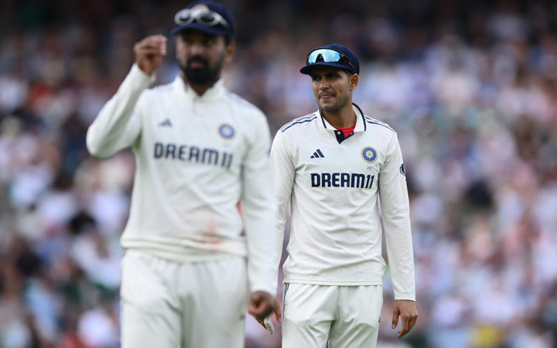 07:59 PM BST, Boycott’s verdict, 07:25 PM BST, Michael Vaughan on BBC Test Match Special, 07:21 PM BST, A tale of three horror drops, 07:17 PM BST, Stumps on day two, 07:15 PM BST, OVER 18: IND 75/2 (Jaiswal 51 Deep 4), 07:10 PM BST, 07:08 PM BST, OVER 17: IND 70/1 (Jaiswal 51 Sudharsan 11), 07:05 PM BST, OVER 16: IND 64/1 (Jaiswal 45 Sudharsan 11), 07:00 PM BST, OVER 15: IND 64/1 (Jaiswal 45 Sudharsan 11), 06:56 PM BST, OVER 14: IND 56/1 (Jaiswal 41 Sudharsan 7), 06:51 PM BST, OVER 13: IND 55/1 (Jaiswal 40 Sudharsan 7), 06:47 PM BST, OVER 12: IND 55/1 (Jaiswal 40 Sudharsan 7), 06:41 PM BST, OVER 11: IND 47/1 (Jaiswal 39 Sudharsan 0), 06:37 PM BST, OVER 10: IND 46/1 (Jaiswal 38 Sudharsan 0), 06:34 PM BST, 06:30 PM BST, OVER 9: IND 41/0 (Jaiswal 33 Rahul 7), 06:25 PM BST, OVER 8: IND 34/0 (Jaiswal 26 Rahul 7), 06:20 PM BST, OVER 7: IND 29/0 (Jaiswal 25 Rahul 3), 06:15 PM BST, OVER 6: IND 28/0 (Jaiswal 24 Rahul 3), 06:11 PM BST, OVER 5: IND 26/0 (Jaiswal 24 Rahul 1), 06:07 PM BST, OVER 4: IND 17/0 (Jaiswal 16 Rahul 0), 06:02 PM BST, OVER 3: IND 12/0 (Jaiswal 12 Rahul 0), 05:58 PM BST, OVER 2: IND 0/0 (Jaiswal 0 Rahul 0), 05:53 PM BST, OVER 1: IND 0/0 (Jaiswal 0 Rahul 0), 05:48 PM BST, India’s second innings, 05:45 PM BST, England bowlers back on their feet, 05:39 PM BST, England bowled out for 247, 05:38 PM BST, OVER 51: ENG 247/8 (Tongue 0 Brook 53), 05:33 PM BST, OVER 50: ENG 246/8 (Tongue 0 Brook 52), 05:28 PM BST, OVER 49: ENG 243/8 (Tongue 0 Brook 49), 05:24 PM BST, Nearly ready for action, 05:16 PM BST, Restart time, 05:16 PM BST, Restart coming soon?, 05:07 PM BST, 05:03 PM BST, Good news!, 04:59 PM BST, Weather update, 04:56 PM BST, Michael Vaughan on BBC Test Match Special, 04:53 PM BST, Nasser Hussain on Sky Sports, 04:52 PM BST, What an image!, 04:41 PM BST, Rain stops play, 04:41 PM BST, OVER 48: ENG 242/8 (Tongue 0 Brook 48), 04:36 PM BST, OVER 47: ENG 235/8 (Tongue 0 Brook 41), 04:34 PM BST, 04:30 PM BST, OVER 46: ENG 230/7 (Atkinson 7 Brook 40), 04:26 PM BST, OVER 45: ENG 224/7 (Atkinson 2 Brook 39), 04:22 PM BST, OVER 44: ENG 220/7 (Atkinson 1 Brook 36), 04:17 PM BST, OVER 43: ENG 215/7 (Atkinson 0 Brook 33), 04:16 PM BST, Evening session, 04:12 PM BST, Tea verdict, 04:11 PM BST, Day for Thorpey, 04:07 PM BST, Inside Duckett’s extraordinary skirmish with Deep, 03:58 PM BST, Momentum shifting, 03:56 PM BST, 03:55 PM BST, 03:49 PM BST, 03:48 PM BST, OVER 42: ENG 215/5 (Smith 8 Brook 33), 03:46 PM BST, OVER 41: ENG 210/5 (Smith 7 Brook 29), 03:41 PM BST, OVER 40: ENG 207/5 (Smith 6 Brook 27), 03:38 PM BST, OVER 39: ENG 201/5 (Smith 5 Brook 22), 03:33 PM BST, OVER 38: ENG 200/5 (Smith 5 Brook 21), 03:29 PM BST, OVER 37: ENG 196/5 (Smith 1 Brook 21), 03:26 PM BST, 03:23 PM BST, OVER 36: ENG 190/4 (Bethell 2 Brook 21), 03:18 PM BST, OVER 35: ENG 186/4 (Bethell 1 Brook 18), 03:12 PM BST, OVER 34: ENG 176/4 (Bethell 0 Brook 9), 03:06 PM BST, 03:01 PM BST, OVER 32: ENG 167/3 (Root 21 Brook 8), 02:56 PM BST, OVER 31: ENG 165/3 (Root 20 Brook 7), 02:48 PM BST, OVER 30: ENG 161/3 (Root 16 Brook 7), 02:44 PM BST, OVER 29: ENG 154/3 (Root 14 Brook 6), 02:39 PM BST, OVER 28: ENG 152/3 (Root 14 Brook 4), 02:33 PM BST, OVER 27: ENG 148/3 (Root 10 Brook 4), 02:29 PM BST, OVER 26: ENG 147/3 (Root 9 Brook 4), 02:25 PM BST, OVER 25: ENG 146/3 (Root 8 Brook 4), 02:21 PM BST, 02:17 PM BST, OVER 24: ENG 142/2 (Root 8 Pope 22), 02:13 PM BST, OVER 23: ENG 138/2 (Root 4 Pope 22), 02:09 PM BST, OVER 22: ENG 134/2 (Root 4 Pope 18), 02:03 PM BST, 02:02 PM BST, OVER 21: ENG 129/1 (Crawley 64 Pope 18), 01:57 PM BST, OVER 20: ENG 126/1 (Crawley 63 Pope 17), 01:53 PM BST, OVER 19: ENG 124/1 (Crawley 62 Pope 16), 01:49 PM BST, OVER 18: ENG 115/1 (Crawley 54 Pope 16), 01:45 PM BST, OVER 17: ENG 110/1 (Crawley 53 Pope 12), 01:40 PM BST, Afternoon session, 01:35 PM BST, Lunchtime verdict, 01:29 PM BST, Friendly or too far?, 01:23 PM BST, A day that is about more than just cricket, 01:17 PM BST, Ravi Shastri on Sky Sports, 01:14 PM BST, Ricky Ponting on Sky Sports, 01:11 PM BST, 01:03 PM BST, England in great position after near perfect session, 01:02 PM BST, OVER 16: ENG 109/1 (Crawley 52 Pope 12), 12:55 PM BST, OVER 15: ENG 105/1 (Crawley 52 Pope 8), 12:52 PM BST, OVER 14: ENG 97/1 (Crawley 47 Pope 5), 12:52 PM BST, OVER 14: ENG 97/1 (Crawley 47 Pope 5), 12:50 PM BST, OVER 13: ENG 93/1 (Crawley 47 Pope 1), 12:47 PM BST, 12:42 PM BST, OVER 12: ENG 92/0 (Crawley 47 Duckett 43), 12:37 PM BST, India may have to turn to spin - on a green top, 12:36 PM BST, OVER 11: ENG 84/0 (Crawley 46 Duckett 37), 12:31 PM BST, OVER 10: ENG 71/0 (Crawley 38 Duckett 32), 12:27 PM BST, OVER 9: ENG 64/0 (Crawley 33 Duckett 30), 12:23 PM BST, OVER 8: ENG 59/0 (Crawley 29 Duckett 29), 12:21 PM BST, India deflated by England onslaught, 12:18 PM BST, OVER 7: ENG 51/0 (Crawley 21 Duckett 29), 12:12 PM BST, OVER 6: ENG 40/0 (Crawley 16 Duckett 23), 12:08 PM BST, OVER 5: ENG 28/0 (Crawley 16 Duckett 11), 12:04 PM BST, A very Bazball answer, 12:04 PM BST, OVER 4: ENG 24/0 (Crawley 12 Duckett 11), 11:54 AM BST, OVER 3: ENG 18/0 (Crawley 12 Duckett 5), 11:48 AM BST, Atkinson shows what England have missed, 11:47 AM BST, OVER 2: ENG 9/0 (Crawley 4 Duckett 4), 11:44 AM BST, OVER 1: ENG 8/0 (Crawley 4 Duckett 3), 11:34 AM BST, Back with a bang, 11:31 AM BST, A quick kill, 11:29 AM BST, 11:27 AM BST, 11:26 AM BST, OVER 69: IND 224/8 (Deep 0, Siraj 0), 11:21 AM BST, OVER 68: IND 220/8 (Deep 0, Siraj 0), 11:19 AM BST, 11:18 AM BST, OVER 67: IND 218/7 (Washington 23, Deep 0), 11:16 AM BST, A Day for Thorpey, 11:10 AM BST, 11:09 AM BST, OVER 66: IND 213/6 (Nair 57, Washington 23), 11:06 AM BST, OVER 65: IND 213/6 (Nair 57, Washington 23), 10:58 AM BST, England’s leading wicket-taker: Joe Root, 10:56 AM BST, Woakes injury puts dampener on the match, 10:35 AM BST, Play to continue until 7pm, 10:31 AM BST, Woakes’ Ashes hopes in the balance, 10:04 AM BST, A Day for Thorpey, 09:53 AM BST, Good morning
