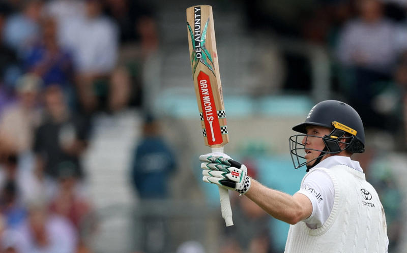 07:59 PM BST, Boycott’s verdict, 07:25 PM BST, Michael Vaughan on BBC Test Match Special, 07:21 PM BST, A tale of three horror drops, 07:17 PM BST, Stumps on day two, 07:15 PM BST, OVER 18: IND 75/2 (Jaiswal 51 Deep 4), 07:10 PM BST, 07:08 PM BST, OVER 17: IND 70/1 (Jaiswal 51 Sudharsan 11), 07:05 PM BST, OVER 16: IND 64/1 (Jaiswal 45 Sudharsan 11), 07:00 PM BST, OVER 15: IND 64/1 (Jaiswal 45 Sudharsan 11), 06:56 PM BST, OVER 14: IND 56/1 (Jaiswal 41 Sudharsan 7), 06:51 PM BST, OVER 13: IND 55/1 (Jaiswal 40 Sudharsan 7), 06:47 PM BST, OVER 12: IND 55/1 (Jaiswal 40 Sudharsan 7), 06:41 PM BST, OVER 11: IND 47/1 (Jaiswal 39 Sudharsan 0), 06:37 PM BST, OVER 10: IND 46/1 (Jaiswal 38 Sudharsan 0), 06:34 PM BST, 06:30 PM BST, OVER 9: IND 41/0 (Jaiswal 33 Rahul 7), 06:25 PM BST, OVER 8: IND 34/0 (Jaiswal 26 Rahul 7), 06:20 PM BST, OVER 7: IND 29/0 (Jaiswal 25 Rahul 3), 06:15 PM BST, OVER 6: IND 28/0 (Jaiswal 24 Rahul 3), 06:11 PM BST, OVER 5: IND 26/0 (Jaiswal 24 Rahul 1), 06:07 PM BST, OVER 4: IND 17/0 (Jaiswal 16 Rahul 0), 06:02 PM BST, OVER 3: IND 12/0 (Jaiswal 12 Rahul 0), 05:58 PM BST, OVER 2: IND 0/0 (Jaiswal 0 Rahul 0), 05:53 PM BST, OVER 1: IND 0/0 (Jaiswal 0 Rahul 0), 05:48 PM BST, India’s second innings, 05:45 PM BST, England bowlers back on their feet, 05:39 PM BST, England bowled out for 247, 05:38 PM BST, OVER 51: ENG 247/8 (Tongue 0 Brook 53), 05:33 PM BST, OVER 50: ENG 246/8 (Tongue 0 Brook 52), 05:28 PM BST, OVER 49: ENG 243/8 (Tongue 0 Brook 49), 05:24 PM BST, Nearly ready for action, 05:16 PM BST, Restart time, 05:16 PM BST, Restart coming soon?, 05:07 PM BST, 05:03 PM BST, Good news!, 04:59 PM BST, Weather update, 04:56 PM BST, Michael Vaughan on BBC Test Match Special, 04:53 PM BST, Nasser Hussain on Sky Sports, 04:52 PM BST, What an image!, 04:41 PM BST, Rain stops play, 04:41 PM BST, OVER 48: ENG 242/8 (Tongue 0 Brook 48), 04:36 PM BST, OVER 47: ENG 235/8 (Tongue 0 Brook 41), 04:34 PM BST, 04:30 PM BST, OVER 46: ENG 230/7 (Atkinson 7 Brook 40), 04:26 PM BST, OVER 45: ENG 224/7 (Atkinson 2 Brook 39), 04:22 PM BST, OVER 44: ENG 220/7 (Atkinson 1 Brook 36), 04:17 PM BST, OVER 43: ENG 215/7 (Atkinson 0 Brook 33), 04:16 PM BST, Evening session, 04:12 PM BST, Tea verdict, 04:11 PM BST, Day for Thorpey, 04:07 PM BST, Inside Duckett’s extraordinary skirmish with Deep, 03:58 PM BST, Momentum shifting, 03:56 PM BST, 03:55 PM BST, 03:49 PM BST, 03:48 PM BST, OVER 42: ENG 215/5 (Smith 8 Brook 33), 03:46 PM BST, OVER 41: ENG 210/5 (Smith 7 Brook 29), 03:41 PM BST, OVER 40: ENG 207/5 (Smith 6 Brook 27), 03:38 PM BST, OVER 39: ENG 201/5 (Smith 5 Brook 22), 03:33 PM BST, OVER 38: ENG 200/5 (Smith 5 Brook 21), 03:29 PM BST, OVER 37: ENG 196/5 (Smith 1 Brook 21), 03:26 PM BST, 03:23 PM BST, OVER 36: ENG 190/4 (Bethell 2 Brook 21), 03:18 PM BST, OVER 35: ENG 186/4 (Bethell 1 Brook 18), 03:12 PM BST, OVER 34: ENG 176/4 (Bethell 0 Brook 9), 03:06 PM BST, 03:01 PM BST, OVER 32: ENG 167/3 (Root 21 Brook 8), 02:56 PM BST, OVER 31: ENG 165/3 (Root 20 Brook 7), 02:48 PM BST, OVER 30: ENG 161/3 (Root 16 Brook 7), 02:44 PM BST, OVER 29: ENG 154/3 (Root 14 Brook 6), 02:39 PM BST, OVER 28: ENG 152/3 (Root 14 Brook 4), 02:33 PM BST, OVER 27: ENG 148/3 (Root 10 Brook 4), 02:29 PM BST, OVER 26: ENG 147/3 (Root 9 Brook 4), 02:25 PM BST, OVER 25: ENG 146/3 (Root 8 Brook 4), 02:21 PM BST, 02:17 PM BST, OVER 24: ENG 142/2 (Root 8 Pope 22), 02:13 PM BST, OVER 23: ENG 138/2 (Root 4 Pope 22), 02:09 PM BST, OVER 22: ENG 134/2 (Root 4 Pope 18), 02:03 PM BST, 02:02 PM BST, OVER 21: ENG 129/1 (Crawley 64 Pope 18), 01:57 PM BST, OVER 20: ENG 126/1 (Crawley 63 Pope 17), 01:53 PM BST, OVER 19: ENG 124/1 (Crawley 62 Pope 16), 01:49 PM BST, OVER 18: ENG 115/1 (Crawley 54 Pope 16), 01:45 PM BST, OVER 17: ENG 110/1 (Crawley 53 Pope 12), 01:40 PM BST, Afternoon session, 01:35 PM BST, Lunchtime verdict, 01:29 PM BST, Friendly or too far?, 01:23 PM BST, A day that is about more than just cricket, 01:17 PM BST, Ravi Shastri on Sky Sports, 01:14 PM BST, Ricky Ponting on Sky Sports, 01:11 PM BST, 01:03 PM BST, England in great position after near perfect session, 01:02 PM BST, OVER 16: ENG 109/1 (Crawley 52 Pope 12), 12:55 PM BST, OVER 15: ENG 105/1 (Crawley 52 Pope 8), 12:52 PM BST, OVER 14: ENG 97/1 (Crawley 47 Pope 5), 12:52 PM BST, OVER 14: ENG 97/1 (Crawley 47 Pope 5), 12:50 PM BST, OVER 13: ENG 93/1 (Crawley 47 Pope 1), 12:47 PM BST, 12:42 PM BST, OVER 12: ENG 92/0 (Crawley 47 Duckett 43), 12:37 PM BST, India may have to turn to spin - on a green top, 12:36 PM BST, OVER 11: ENG 84/0 (Crawley 46 Duckett 37), 12:31 PM BST, OVER 10: ENG 71/0 (Crawley 38 Duckett 32), 12:27 PM BST, OVER 9: ENG 64/0 (Crawley 33 Duckett 30), 12:23 PM BST, OVER 8: ENG 59/0 (Crawley 29 Duckett 29), 12:21 PM BST, India deflated by England onslaught, 12:18 PM BST, OVER 7: ENG 51/0 (Crawley 21 Duckett 29), 12:12 PM BST, OVER 6: ENG 40/0 (Crawley 16 Duckett 23), 12:08 PM BST, OVER 5: ENG 28/0 (Crawley 16 Duckett 11), 12:04 PM BST, A very Bazball answer, 12:04 PM BST, OVER 4: ENG 24/0 (Crawley 12 Duckett 11), 11:54 AM BST, OVER 3: ENG 18/0 (Crawley 12 Duckett 5), 11:48 AM BST, Atkinson shows what England have missed, 11:47 AM BST, OVER 2: ENG 9/0 (Crawley 4 Duckett 4), 11:44 AM BST, OVER 1: ENG 8/0 (Crawley 4 Duckett 3), 11:34 AM BST, Back with a bang, 11:31 AM BST, A quick kill, 11:29 AM BST, 11:27 AM BST, 11:26 AM BST, OVER 69: IND 224/8 (Deep 0, Siraj 0), 11:21 AM BST, OVER 68: IND 220/8 (Deep 0, Siraj 0), 11:19 AM BST, 11:18 AM BST, OVER 67: IND 218/7 (Washington 23, Deep 0), 11:16 AM BST, A Day for Thorpey, 11:10 AM BST, 11:09 AM BST, OVER 66: IND 213/6 (Nair 57, Washington 23), 11:06 AM BST, OVER 65: IND 213/6 (Nair 57, Washington 23), 10:58 AM BST, England’s leading wicket-taker: Joe Root, 10:56 AM BST, Woakes injury puts dampener on the match, 10:35 AM BST, Play to continue until 7pm, 10:31 AM BST, Woakes’ Ashes hopes in the balance, 10:04 AM BST, A Day for Thorpey, 09:53 AM BST, Good morning