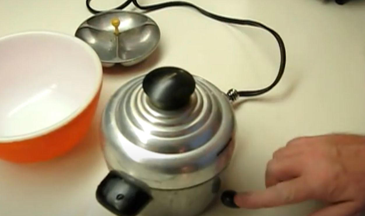 Electric Egg Cookers (Sunbeam, GE – 1950s–70s) Thrift Store Gold Mines, KitchenAid Model 'K' Mixer (1930s–50s), Sunbeam Mixmaster (1930s–60s), Toast-O-Lator Toaster (1940s), General Electric Monitor Top Refrigerator (1927–1930s), Westinghouse L-5 Waffle Iron (1930s), Vitamix Blender (1940s–60s), Dormeyer Mixwell Mixers (1950s), Hamilton Beach Milkshake Mixer (1950s), Coldspot Refrigerator by Sears (1940s–50s), Universal Coffeematic Percolator (1950s), Oster Regency Kitchen Center (1970s–80s), Crosley Shelvador Refrigerator (1940s), Vintage Soda Syphons (1930s–60s), Wear-Ever Juicers (1950s), GE Wall-Mount Can Openers (1960s), Kenmore Rotisserie Ovens (1950s–60s), Electric Egg Cookers (Sunbeam, GE – 1950s–70s), Bakelite Hand Mixers (1930s–40s), Hoosier Cabinets (1920s–30s), Early Crock-Pots (Rival – 1970s), Arvin Hot Plates (1940s–50s)