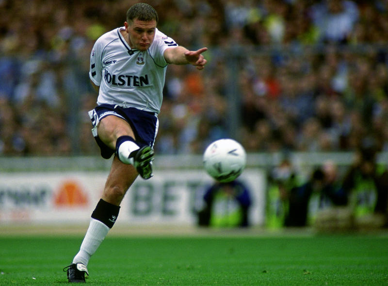 20. Jurgen Klinsmann (1994-95 and 1997-98), 19. Martin Chivers (1968-76), 18. Cyril Knowles (1964-75), 17. Bobby Smith (1955-64), 16. Alan Gilzean (1964-74), 15. Steve Perryman (1969-86), 14. Gary Mabbutt (1982-98), 13. Gary Lineker (1989-92), 12. Ossie Ardiles (1978-88), 11. Cliff Jones (1958-68), 10. Ledley King (1999-2012), 9. Pat Jennings (1964-77), 8. Son Heung-min (2015-2025), 7. Paul Gascoigne (1988-1991), 6. Gareth Bale (2007-13 and 2020-21), 5. Dave Mackay (1959-68), 4. Danny Blanchflower (1954-64), 3. Glenn Hoddle (1975-87), 2. Jimmy Greaves (1961-70), 1. Harry Kane (2009-23)