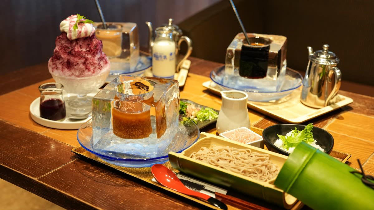 あずさ"氷"珈琲（数量限定） 1,800円(税込), 氷そば（数量限定） 1,800円(税込), 贅沢素材のかき氷 ナガノパープル 1,480円(税込), 上高地あずさ珈琲 大和高田店