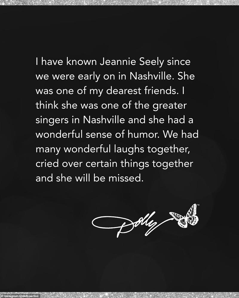Country music icon Jeannie Seely has died
