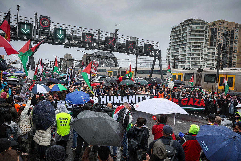 'Too many people' on bridge, organisers say, Miserable day but demonstrators march on, Protesters reach Sydney Harbour Bridge, Counter-protesters detained in Melbourne, Sydney's train stations packed with protesters, Thousands more expected to join march, Famous faces join protest, Police close Sydney Harbour Bridge, Drivers warned to avoid the city, Weather won't deter protesters in Sydney, Thousands to descend on Melbourne CBD