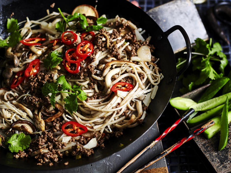          Easy beef stroganoff      ,          One pan layered burrito bake      ,          Greek meatballs with fetta, oregano and risoni      ,          Chilli con carne      ,          Two ways with Parmigiana-style mince      ,          Julie Goodwin’s pastitsio      ,          How to make a classic beef chow mein at home      ,          Curried mince with cabbage and rice      ,          Beef rissoles and mash      ,          Classic meatloaf      ,          Savoury beef mince slice      ,          Potato and mince bake      ,          Beef and pea hand pies      ,          Eggplant bolognese bake      ,          Beef and ricotta lasagne      ,          Savoury mince pie      ,          Indian rice pilaf with spiced beef      ,          Beef, mushroom and udon stir-fry      ,          Beef mince nachos      ,          Beef larb      ,          Chilli garlic mince with snake beans      ,          Spicy beef pilaf      ,          Sweet and sour beef mince with vegetables      ,          Beef and mushroom pies      ,          Beef in black bean sauce with rice noodles      , How to make our one pot beef stroganoff (video)
