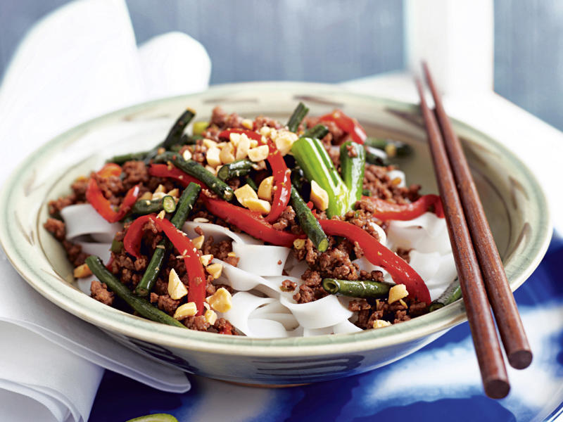          Easy beef stroganoff      ,          One pan layered burrito bake      ,          Greek meatballs with fetta, oregano and risoni      ,          Chilli con carne      ,          Two ways with Parmigiana-style mince      ,          Julie Goodwin’s pastitsio      ,          How to make a classic beef chow mein at home      ,          Curried mince with cabbage and rice      ,          Beef rissoles and mash      ,          Classic meatloaf      ,          Savoury beef mince slice      ,          Potato and mince bake      ,          Beef and pea hand pies      ,          Eggplant bolognese bake      ,          Beef and ricotta lasagne      ,          Savoury mince pie      ,          Indian rice pilaf with spiced beef      ,          Beef, mushroom and udon stir-fry      ,          Beef mince nachos      ,          Beef larb      ,          Chilli garlic mince with snake beans      ,          Spicy beef pilaf      ,          Sweet and sour beef mince with vegetables      ,          Beef and mushroom pies      ,          Beef in black bean sauce with rice noodles      , How to make our one pot beef stroganoff (video)