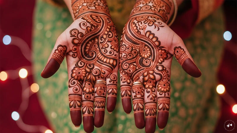 Full Hand Mehndi, Mandala Mehndi, Sibling Love Mehndi, Detailed Full Mehndi, Arabic Mehndi, Traditional Design, Jewellery-Inspired Mehndi, Floral Patterns, Indo-Arabic Style, Moroccan Mehndi, African Mehndi, Bangle Style Mehndi, Rose Rain Mehndi