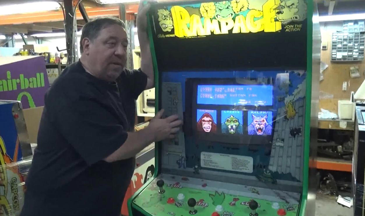 Rampage (Bally Midway, 1986) Classic Nostalgia Worth Serious Cash, Pong (Atari, 1972), Pac-Man (Midway, 1980), Ms. Pac-Man (Midway, 1981), Galaga (Midway, 1981), Tempest (Atari, 1981), Frogger (Sega/Gremlin, 1981), Asteroids (Atari, 1979), Defender (Williams, 1981), Joust (Williams, 1982), Q*bert (Gottlieb, 1982), Tron (Bally Midway, 1982), Dragon’s Lair (Cinematronics, 1983), Punch-Out!! (Nintendo, 1984), Double Dragon (Technōs, 1987), Teenage Mutant Ninja Turtles (Konami, 1989), Street Fighter II (Capcom, 1991), Mortal Kombat (Midway, 1992), NBA Jam (Midway, 1993), The Simpsons (Konami, 1991), Rampage (Bally Midway, 1986), Gauntlet (Atari, 1985)