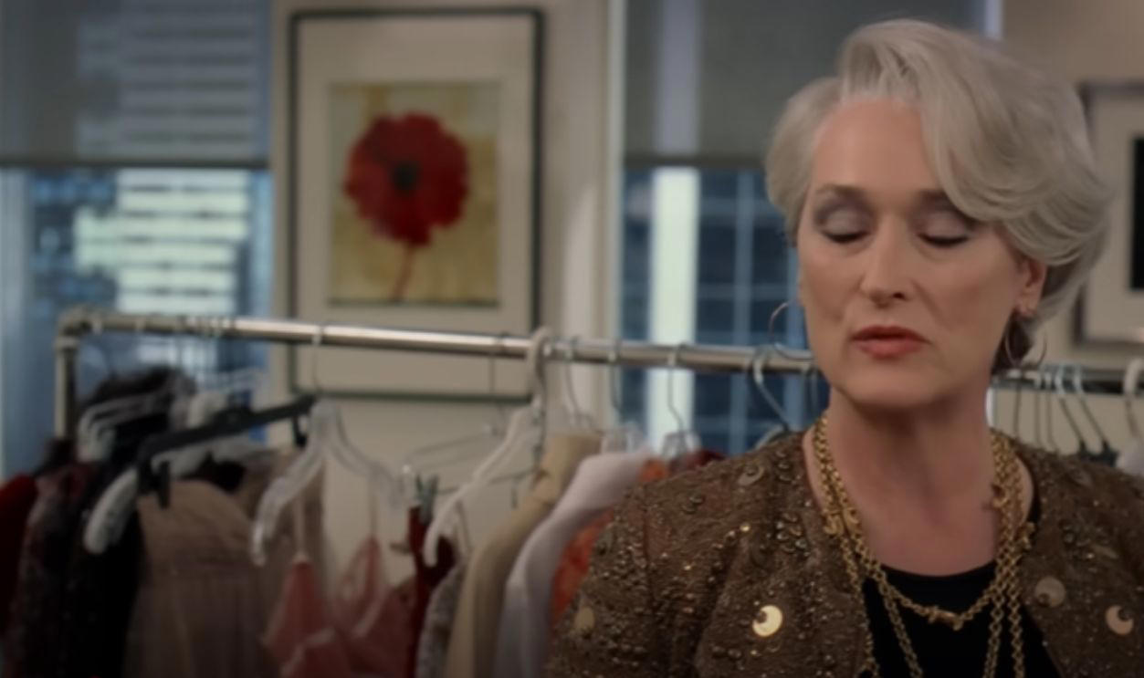 Cinematic Fashionistas, Uma Thurman's Yellow Jumpsuit (Kill Bill, 2003), Cher's Yellow Plaid Suit (Clueless, 1995), Dionne's Edgy Mixes (Clueless, 1995), Miranda Priestly's Power Wardrobe (The Devil Wears Prada, 2006), Keira Knightley's Green Silk Gown (Atonement, 2007), Grace Jones's Warrior Look (Conan The Destroyer, 1984), Vivien Leigh's Green Drapery Dress (Gone With The Wind, 1939), Neo's Leather Trench Coat (The Matrix, 1999), Belle's Golden Gown (Beauty And The Beast, 1991), Holly Golightly's Polka-Dot Dress (Breakfast At Tiffany's, Party Scene), Audrey Hepburn's Pink Cap Sleeve Gown (Funny Face, 1957), Queen And Slim's Costume Design (Queen &amp; Slim, 2019), Jennifer Beals's Off-The-Shoulder Sweatshirt (Flashdance, 1983), Diane Keaton's Menswear Look (Annie Hall, 1977), Sharon Stone's White Dress (Basic Instinct, 1992), Barbra Streisand's Gold Pantsuit (Funny Girl, 1968), Grace Kelly's Ice Blue Ball Gown (To Catch A Thief, 1955), Sarah Jessica Parker's Tulle Skirt (Sex And The City, 2008), Cate Blanchett's Red Dress (Carol, 2015), Beyoncé's Gold Bodysuit (Dreamgirls, 2006), Tilda Swinton's Period Fusion (Orlando, 1992), Natalie Portman's Black Swan Costume (Black Swan, 2010), Reese Witherspoon's Harvard Pink (Legally Blonde, 2001), Olivia Newton-John's Leather Pants (Grease, 1978), Angelina Jolie's Lara Croft Bodysuit (Lara Croft: Tomb Raider, 2001), Björk's Swan Dress (Dancer In The Dark Oscars, 2001)