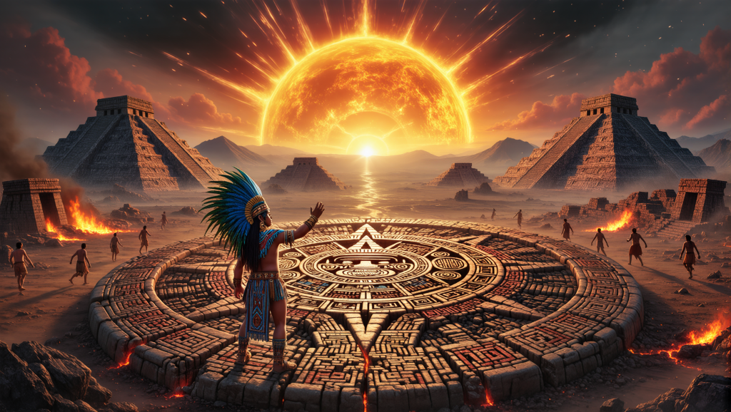 2. The Aztec Fifth Sun: A World Always Ending 1. Ragnarök: The Norse Apocalypse, 2. The Aztec Fifth Sun: A World Always Ending, 3. The Egyptian Great Inundation: Drowning in Myth, 4. Māori Beliefs: The Fire of Tama-nui-te-rā, 5. Zoroastrian Frashokereti: Fire and Finality, 6. The Hopi Prophecies: The Day of Purification, 7. The Finnish Kallavesi Cataclysm: A Whisper from the Kalevala