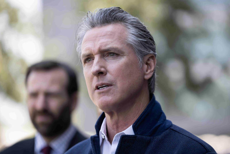 Governor Gavin Newsom signs tax credit for entertainment Jesse Watters and Gavin Newsom, Fox News anchor Jesse Watters at Christmas Tree Lighting, Donald Trump arrives at campaign rally in Pennsylvania, Governor Gavin Newsom signs tax credit for entertainment, Gavin Newsom at Democratic National Convention with Biden, Gavin Newsom speaks before presidential debate event, Donald Trump speaks at Goodyear Airport rally