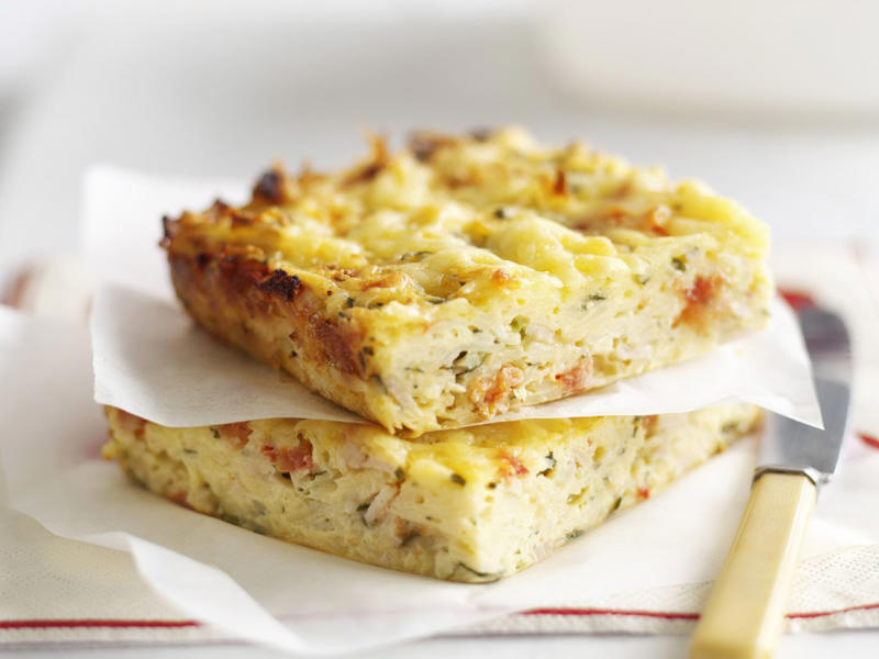 Can you reheat frittata?, Frittata recipes for breakfast, lunch and dinner, Mega vegie and haloumi frittata , Basil frittata with smoked salmon , Rainbow chard and three-cheese frittata , Roast pumpkin and zucchini frittata , Roasted pumpkin, spinach and fetta slice , Primavera frittata , Asparagus, tomato, ricotta and basil frittata , Potato, capsicum and spinach frittata , Quick three-cheese frittata , Kale and quinoa frittata , Pea and broad bean frittata , Rocket and prosciutto frittata , Ham and egg frittata , Chorizo & potato frittata , Asparagus frittata , Silverbeet frittata , Smoked trout frittata , Chilli and vegetable frittata , Broccoli and cheese frittata , Baked potato, ham and cheese frittata , Spanish frittata , Wild mushroom and green onion frittata , Potato, capsicum and olive frittata , Three-cheese pasta frittata , Zucchini and corn frittatas , Capsicum and potato frittata , Green power mini frittatas with spinach and feta , Bacon, pea and corn frittata , Asparagus & fetta frittata , Zucchini flower and tomato frittata , Tomato, feta and pancetta frittata , Why we love these frittatas, More quick & easy recipes