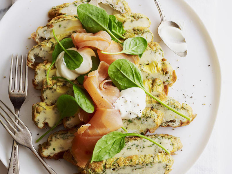 Can you reheat frittata?, Frittata recipes for breakfast, lunch and dinner, Mega vegie and haloumi frittata , Basil frittata with smoked salmon , Rainbow chard and three-cheese frittata , Roast pumpkin and zucchini frittata , Roasted pumpkin, spinach and fetta slice , Primavera frittata , Asparagus, tomato, ricotta and basil frittata , Potato, capsicum and spinach frittata , Quick three-cheese frittata , Kale and quinoa frittata , Pea and broad bean frittata , Rocket and prosciutto frittata , Ham and egg frittata , Chorizo & potato frittata , Asparagus frittata , Silverbeet frittata , Smoked trout frittata , Chilli and vegetable frittata , Broccoli and cheese frittata , Baked potato, ham and cheese frittata , Spanish frittata , Wild mushroom and green onion frittata , Potato, capsicum and olive frittata , Three-cheese pasta frittata , Zucchini and corn frittatas , Capsicum and potato frittata , Green power mini frittatas with spinach and feta , Bacon, pea and corn frittata , Asparagus & fetta frittata , Zucchini flower and tomato frittata , Tomato, feta and pancetta frittata , Why we love these frittatas, More quick & easy recipes