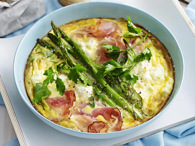 Can you reheat frittata?, Frittata recipes for breakfast, lunch and dinner, Mega vegie and haloumi frittata , Basil frittata with smoked salmon , Rainbow chard and three-cheese frittata , Roast pumpkin and zucchini frittata , Roasted pumpkin, spinach and fetta slice , Primavera frittata , Asparagus, tomato, ricotta and basil frittata , Potato, capsicum and spinach frittata , Quick three-cheese frittata , Kale and quinoa frittata , Pea and broad bean frittata , Rocket and prosciutto frittata , Ham and egg frittata , Chorizo & potato frittata , Asparagus frittata , Silverbeet frittata , Smoked trout frittata , Chilli and vegetable frittata , Broccoli and cheese frittata , Baked potato, ham and cheese frittata , Spanish frittata , Wild mushroom and green onion frittata , Potato, capsicum and olive frittata , Three-cheese pasta frittata , Zucchini and corn frittatas , Capsicum and potato frittata , Green power mini frittatas with spinach and feta , Bacon, pea and corn frittata , Asparagus & fetta frittata , Zucchini flower and tomato frittata , Tomato, feta and pancetta frittata , Why we love these frittatas, More quick & easy recipes