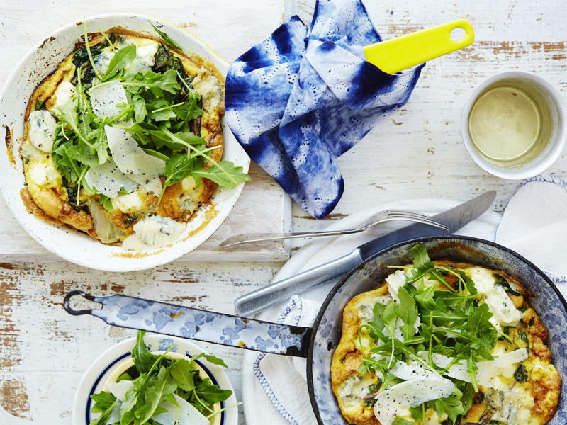 Can you reheat frittata?, Frittata recipes for breakfast, lunch and dinner, Mega vegie and haloumi frittata , Basil frittata with smoked salmon , Rainbow chard and three-cheese frittata , Roast pumpkin and zucchini frittata , Roasted pumpkin, spinach and fetta slice , Primavera frittata , Asparagus, tomato, ricotta and basil frittata , Potato, capsicum and spinach frittata , Quick three-cheese frittata , Kale and quinoa frittata , Pea and broad bean frittata , Rocket and prosciutto frittata , Ham and egg frittata , Chorizo & potato frittata , Asparagus frittata , Silverbeet frittata , Smoked trout frittata , Chilli and vegetable frittata , Broccoli and cheese frittata , Baked potato, ham and cheese frittata , Spanish frittata , Wild mushroom and green onion frittata , Potato, capsicum and olive frittata , Three-cheese pasta frittata , Zucchini and corn frittatas , Capsicum and potato frittata , Green power mini frittatas with spinach and feta , Bacon, pea and corn frittata , Asparagus & fetta frittata , Zucchini flower and tomato frittata , Tomato, feta and pancetta frittata , Why we love these frittatas, More quick & easy recipes
