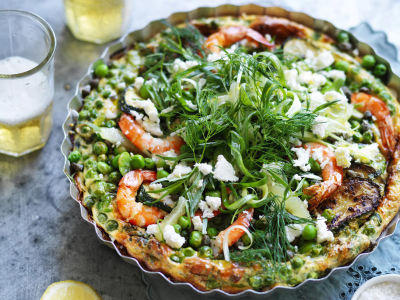 Can you reheat frittata?, Frittata recipes for breakfast, lunch and dinner, Mega vegie and haloumi frittata , Basil frittata with smoked salmon , Rainbow chard and three-cheese frittata , Roast pumpkin and zucchini frittata , Roasted pumpkin, spinach and fetta slice , Primavera frittata , Asparagus, tomato, ricotta and basil frittata , Potato, capsicum and spinach frittata , Quick three-cheese frittata , Kale and quinoa frittata , Pea and broad bean frittata , Rocket and prosciutto frittata , Ham and egg frittata , Chorizo & potato frittata , Asparagus frittata , Silverbeet frittata , Smoked trout frittata , Chilli and vegetable frittata , Broccoli and cheese frittata , Baked potato, ham and cheese frittata , Spanish frittata , Wild mushroom and green onion frittata , Potato, capsicum and olive frittata , Three-cheese pasta frittata , Zucchini and corn frittatas , Capsicum and potato frittata , Green power mini frittatas with spinach and feta , Bacon, pea and corn frittata , Asparagus & fetta frittata , Zucchini flower and tomato frittata , Tomato, feta and pancetta frittata , Why we love these frittatas, More quick & easy recipes