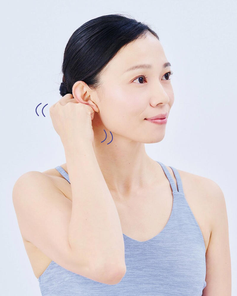 胸鎖乳突筋がこっていると、老け見え・体の不調の原因に, 胸鎖乳突筋の「基本のほぐし方」4つ, 1日1分でOK！「胸鎖乳突筋ほぐし」はココに効く！, 「胸鎖乳突筋ほぐし」を1週間チャレンジ, 肩・首コリがひどくよく眠れない日も…
