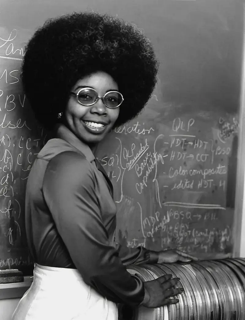 22. Mae Carol Jemison, 21. Valerie Thomas, 20. Alexa Canady, 19. Shirley Jackson, 18. Aprille Ericsson, 17. Bessie Blount Griffin, 16. Dorothy Lavinia Brown, 15. Anne-Marie Imafidon, 14. Katherine Johnson, 13. Lyda Newman, 12. Marian Croak, 11. Marie Van Brittan Brown, 10. Patricia Bath, 9. Rebecca Lee Crumpler, 8. Mary Jackson, 7. Kimberly Bryant, 6. Ashanti Johnson, 5. Aisha Bowe, 4. Timnit Gebru, 3. Donna Auguste