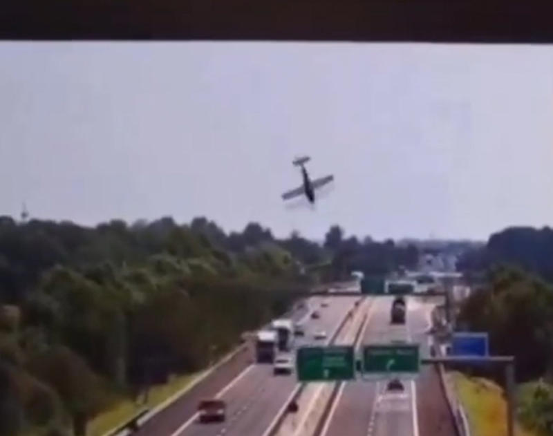 Plane nosedives into busy Italian highway killing two in huge fireball