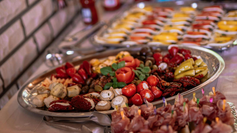 1. Antipasto 1. Antipasto, 2. Deviled Eggs, 3. Cheese Puffs, 4. Soft Pretzels, 5. Hummus & Veggies, 6. Popcorn, 7. Shrimp Cocktail, 8. Chips & Guac, 9. Pigs In A Blanket, 10. Roasted Chickpeas, 11. Frozen Cookie Dough, 12. Olives, 13. Cheese & Crackers, 14. Caprese Skewers, 15. Fruit Kebabs, 16. Baked Brie, 17. Sheet Pan Nachos, 18. Jalapeño Poppers, 19. Stuffed Mushrooms, 20. French Onion Dip